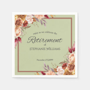 Elegant Pastel Autumn Flower Retirement Party  Napkin