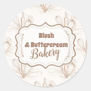 Elegant Pastel Bakery Branding Classic Round Sticker