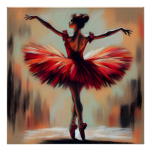 Elegant Pastel Ballerina in Red Tutu