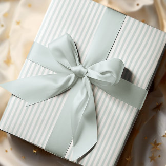 Elegant Pastel Blue and White Thin Stripes Wrapping Paper