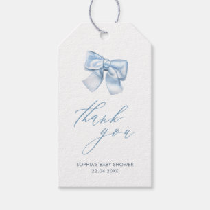 Elegant Pastel Blue Coquette Bow Thank You Gift Tags