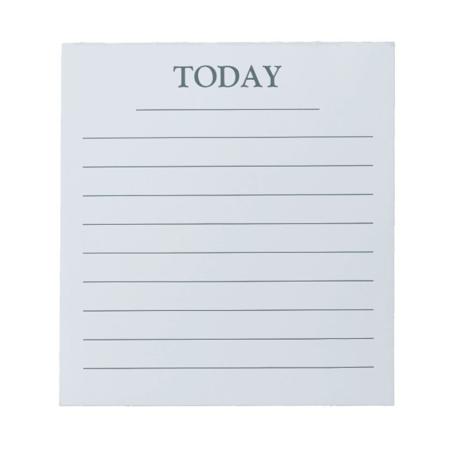 Elegant Pastel Blue Green TODAY to do list lines Notepad (Front)