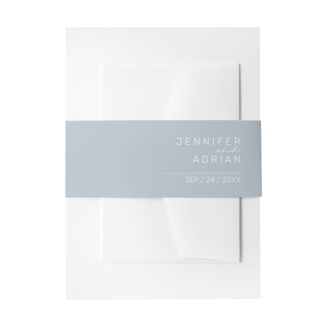 Elegant Pastel Blue Minimal Modern Invitation  Belly Band (Front Example)