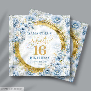 Elegant Pastel Blue Sweet Sixteen Guest Sign In  Book