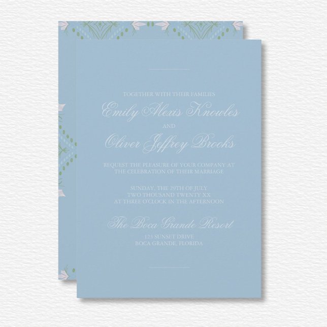 Elegant Pastel Blue Tone On Tone Diamond Wedding  Invitation (Creator Uploaded)