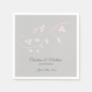 Elegant Pastel Blush Pink & Grey (Grey) Wedding Napkin