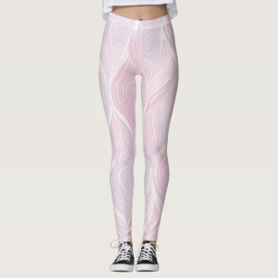 Elegant Pastel Blush Rose Wave Abstract Pattern Leggings