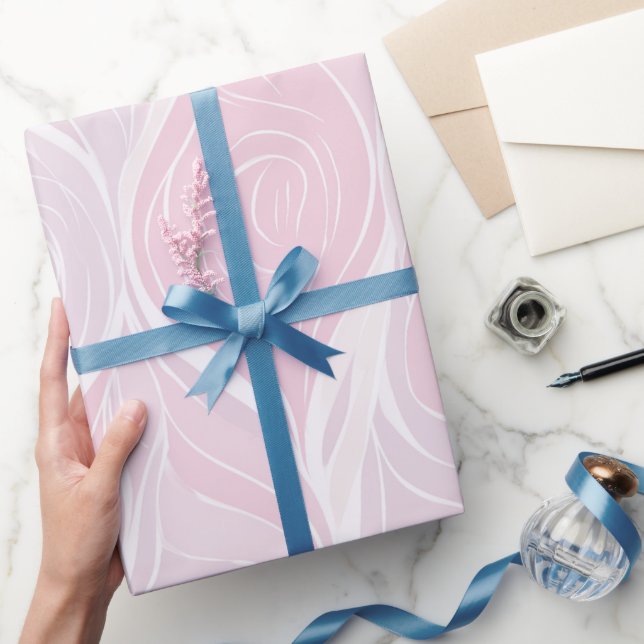 Elegant Pastel Blush Rose Wave Abstract Pattern Wrapping Paper (Gifting)