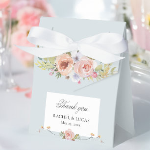 Elegant Pastel Boho Floral Calligraphy Favor Box