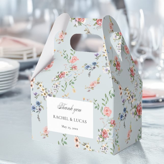 Elegant Pastel Boho Floral Calligraphy Favor Box (Creator Uploaded)