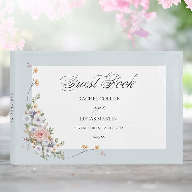 Elegant Pastel Boho Floral Calligraphy Guest Book (Creator Uploaded)
