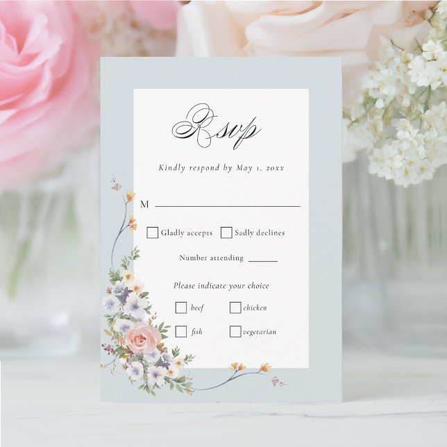 Elegant Pastel Boho Floral Calligraphy RSVP Card (Creator Uploaded)