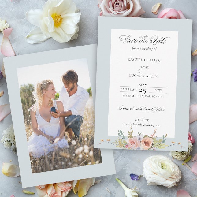 Elegant Pastel Boho Floral Calligraphy Save The Date (Creator Uploaded)