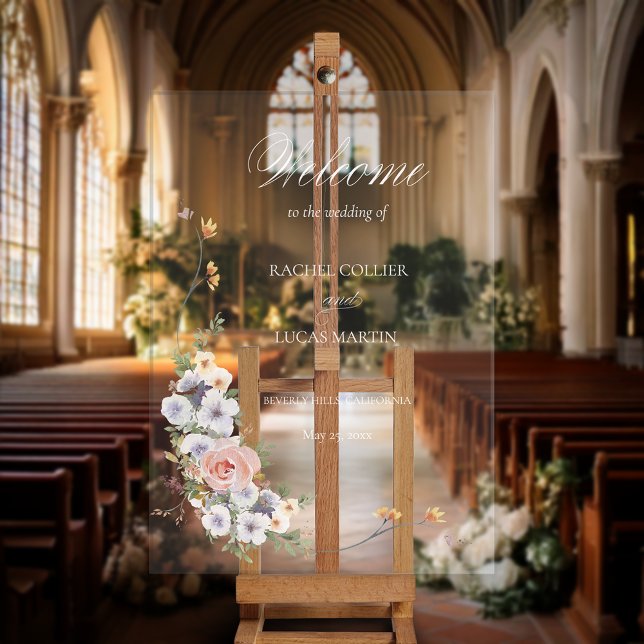 Elegant Pastel Boho Floral Calligraphy Welcome Acrylic Sign (Creator Uploaded)