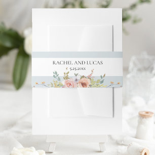 Elegant Pastel Boho Watercolor Floral Invitation Belly Band