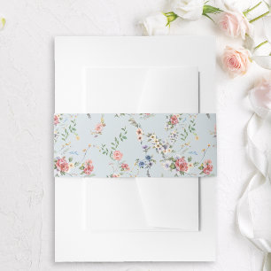 Elegant Pastel Boho Watercolor Floral Invitation Belly Band