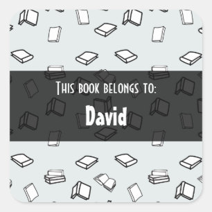 Elegant Pastel Books Pattern Personalized  Square Sticker