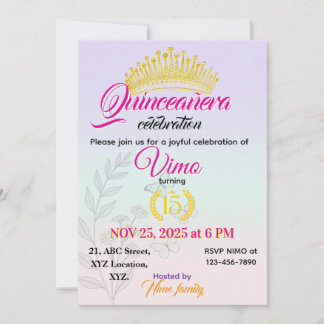 Elegant Pastel Botanical Quinceañera Invitation