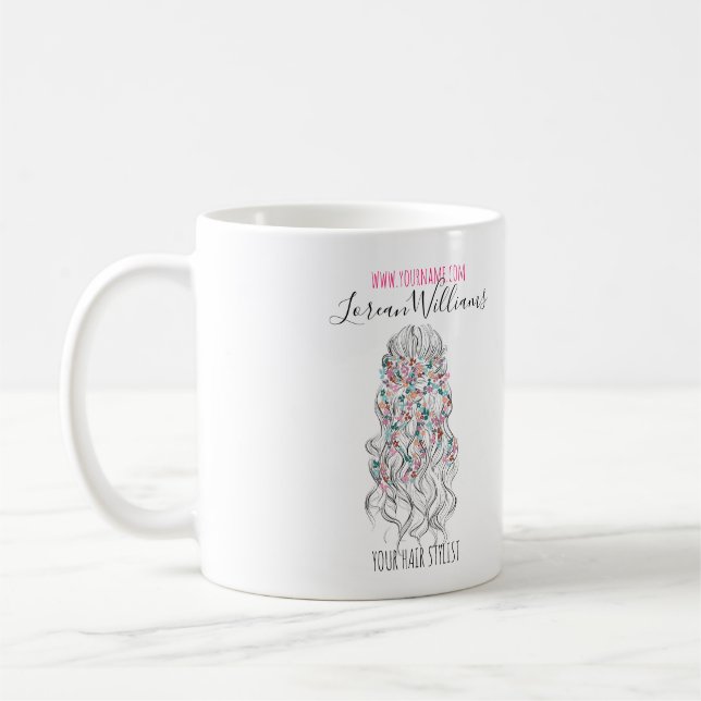 Elegant Pastel Bride Wavy Hair Styling Floral  Coffee Mug (Left)