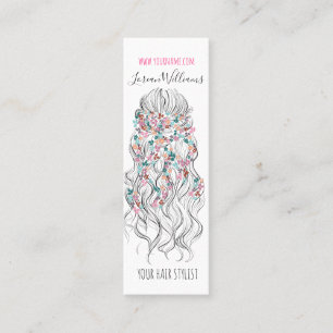 Elegant Pastel Bride Wavy Hair Styling Floral Mini Business Card