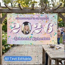 Elegant Pastel Class of 2025 Confetti Name Photo