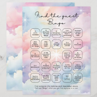 Elegant Pastel Clouds Find The Guest Bingo