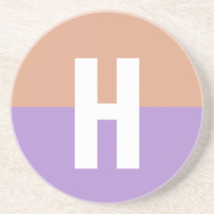Elegant Pastel Colorblock Monogram Initial Letter Coaster
