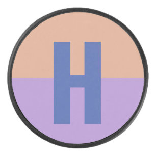 Elegant Pastel Colorblock Monogram Initial Letter Hockey Puck