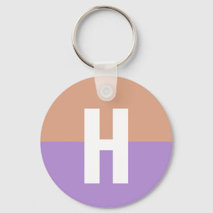 Elegant Pastel Colorblock Monogram Initial Letter Keychain