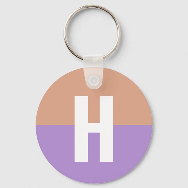 Elegant Pastel Colorblock Monogram Initial Letter Keychain (Front)