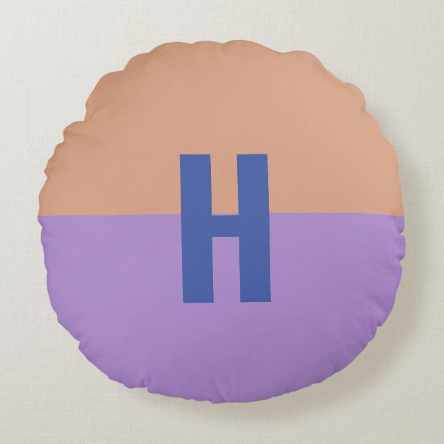Elegant Pastel Colorblock Monogram Initial Letter Round Pillow (Front)