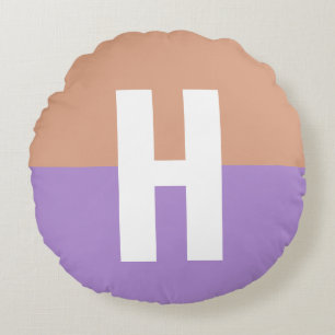 Elegant Pastel Colorblock Monogram Initial Letter Round Pillow