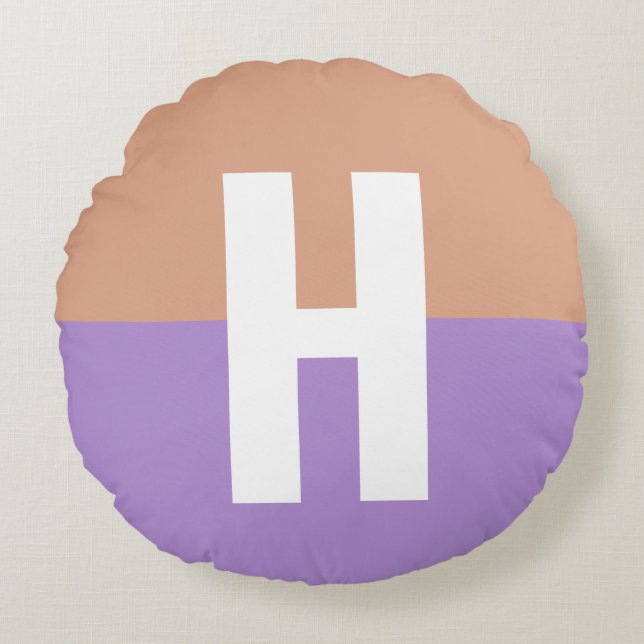 Elegant Pastel Colorblock Monogram Initial Letter Round Pillow (Front)