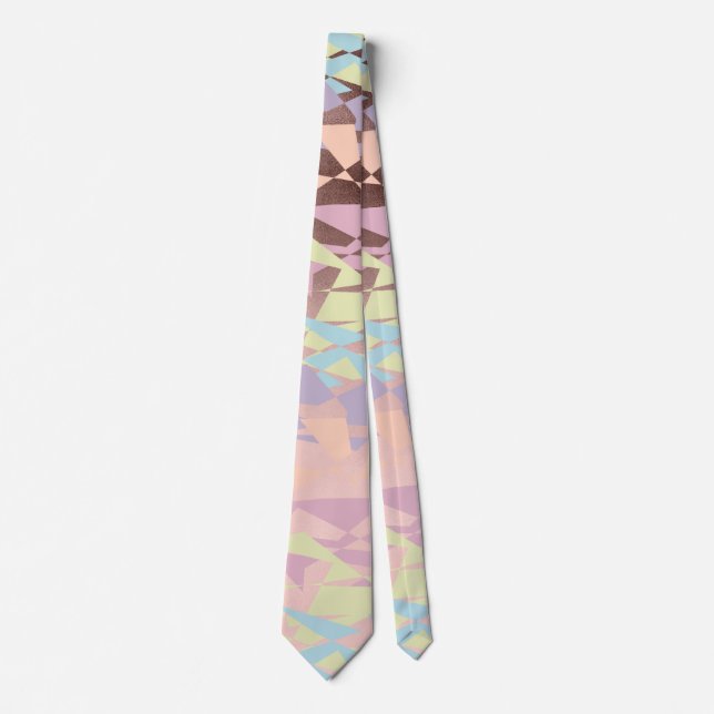 elegant pastel colour block rose gold geometric tie (Front)