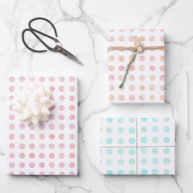 Elegant Pastel Colour Polka Dot Pattern Christmas  Wrapping Paper Sheet (Front)