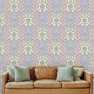 Elegant Pastel Coloured Stylized Damask Wallpaper