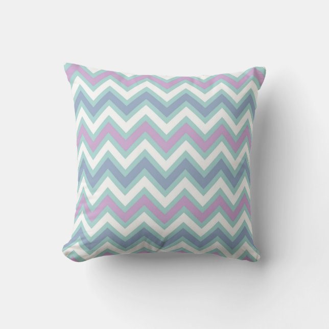 Elegant Pastel Colourful Retro Chevron Pattern Throw Pillow (Front)