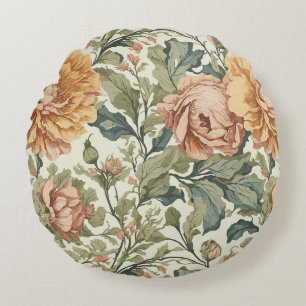 Elegant Pastel Colours Vintage Floral Round Pillow