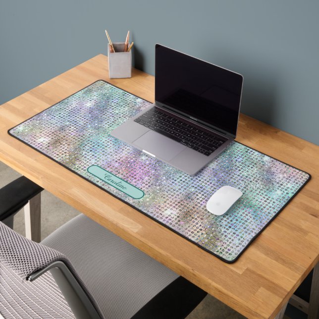 Élégant Pastel Couleur Gem Shimmer Motif Monogramm (Bureau 2)