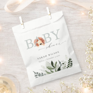 Elegant Pastel Cute Boho Lion Foliage Baby Shower Favour Bag