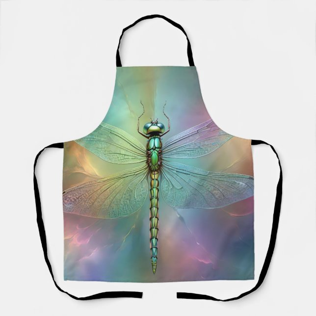 Elegant Pastel Dragonfly Fractal Art, Apron (Front)