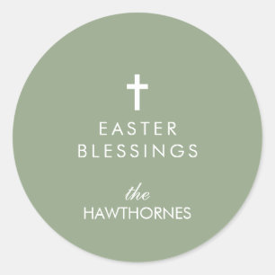 Elegant Pastel Easter Cross Classic Round Sticker