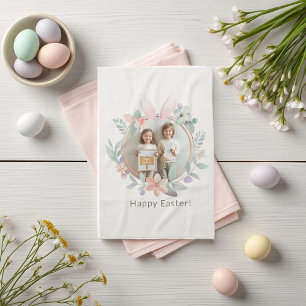 Elegant Pastel Easter Photo Kitchen Towel