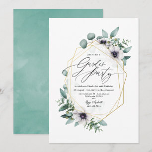 Elegant Pastel Eucalyptus and Anemone Garden Party Invitation