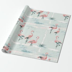Elegant pastel flamingo pattern wrapping paper