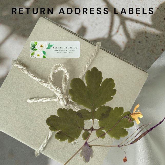 Élégant pastel fleuri blanc menthe Adresse de reto (Créateur téléchargé)