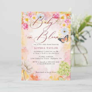 Elegant Pastel Floral Baby in Bloom Baby Shower  Invitation