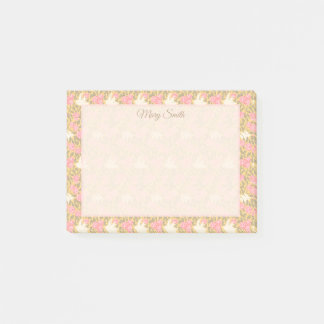 Elegant Pastel Floral Bird Border Design Post-it Notes