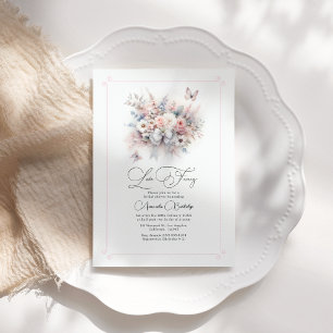 Elegant Pastel Floral Bow Love Fancy Bridal Shower Invitation