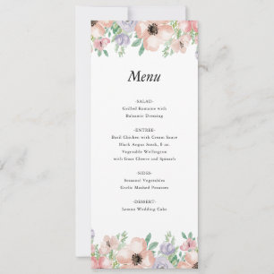 Elegant Pastel Floral Event Menu Card